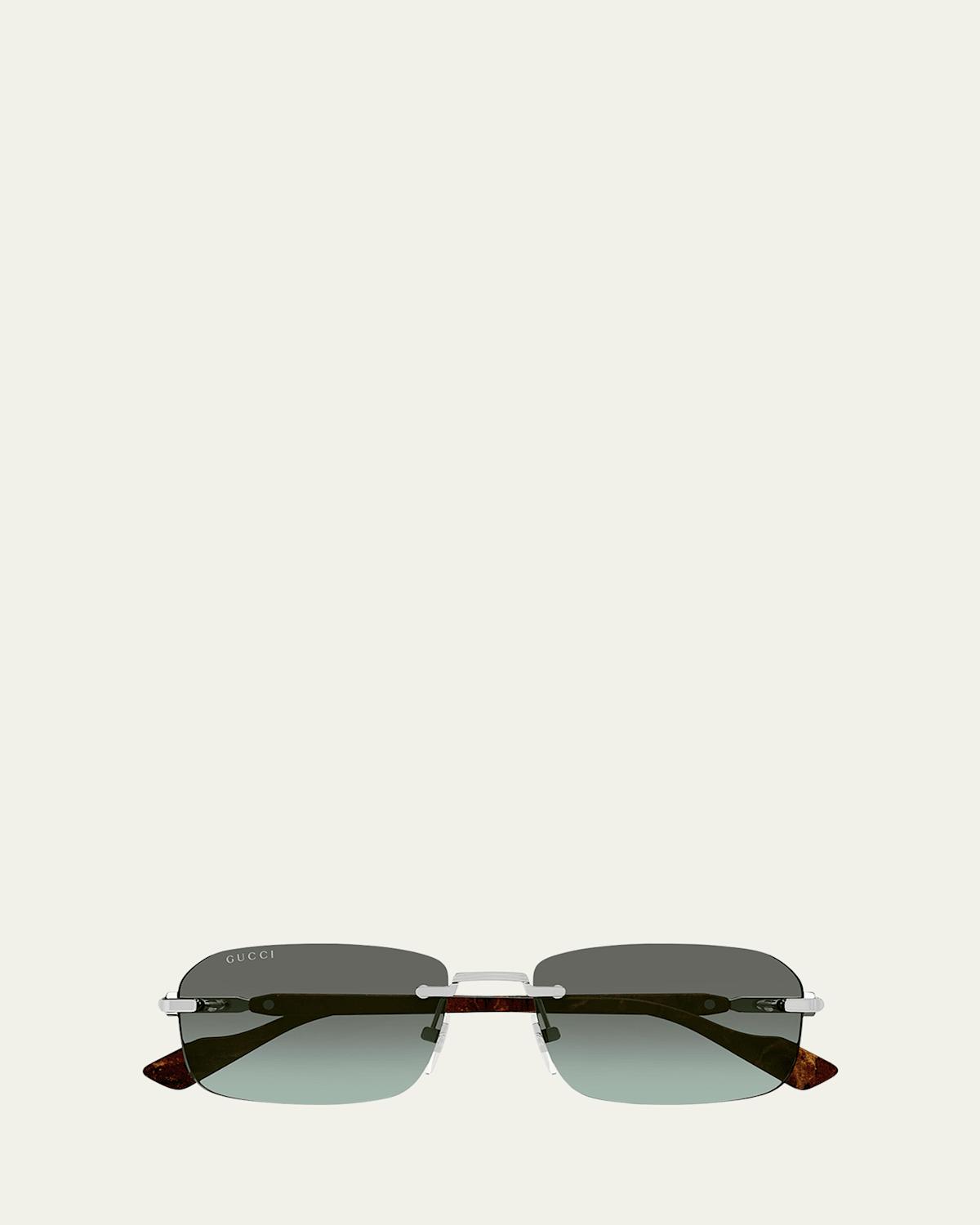 Mens GG1221SM Rimless Metal Rectangle Sunglasses Product Image