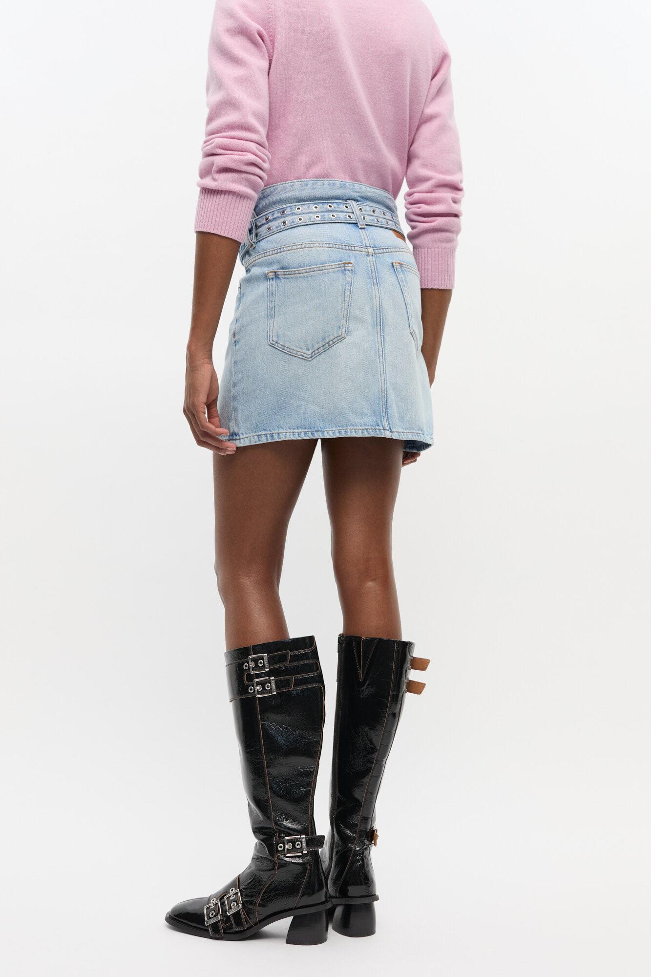 Light Blue Denim Mini Skirt Product Image