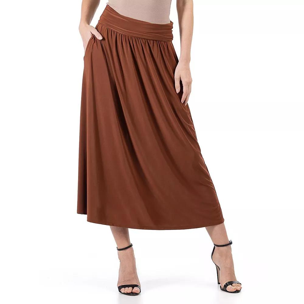 Women's 24Seven Comfort Apparel Foldover Maxi Skirt With Pockets, Size: Small, Black Product Image