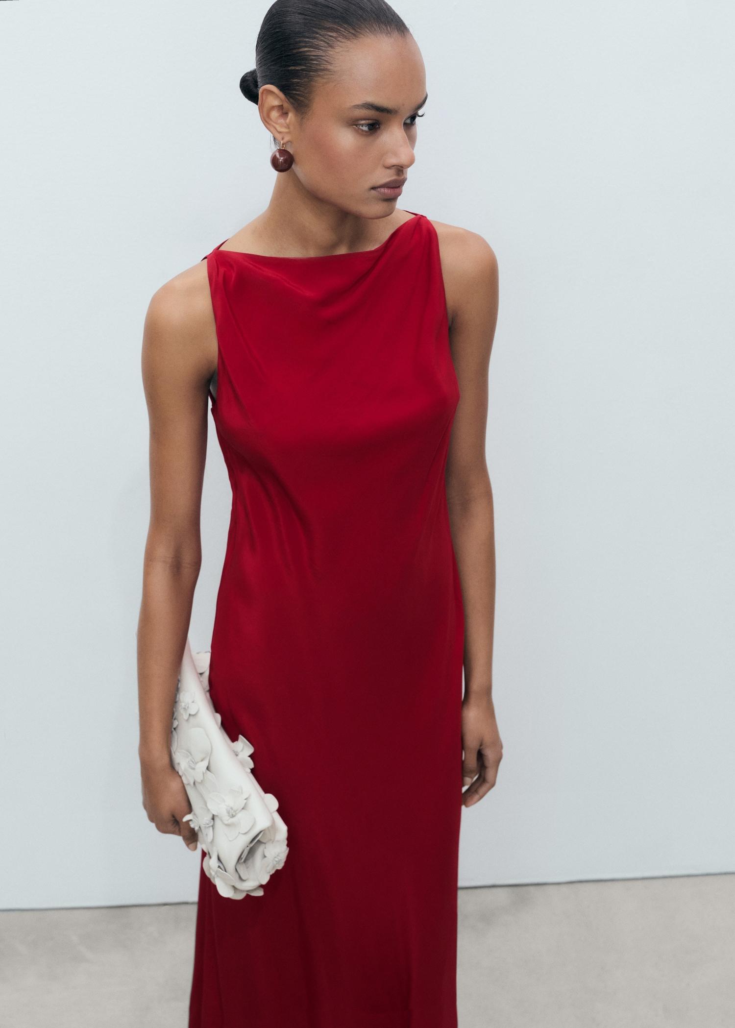 Satin midi dress - Women | MANGO USA Product Image