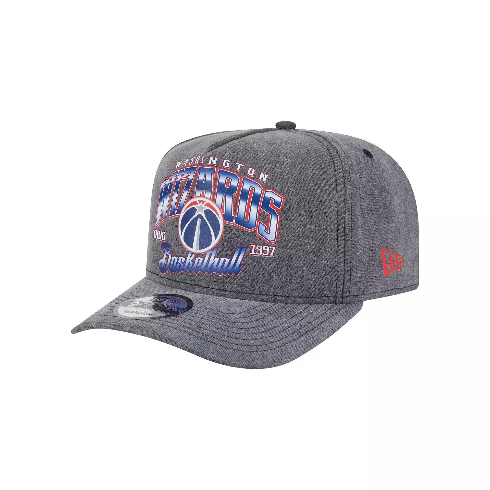 Men's New Era Charcoal Washington Wizards Throwback Washed Pre-Curved 9FIFTY Snapback Hat, Wiz Charco Product Image