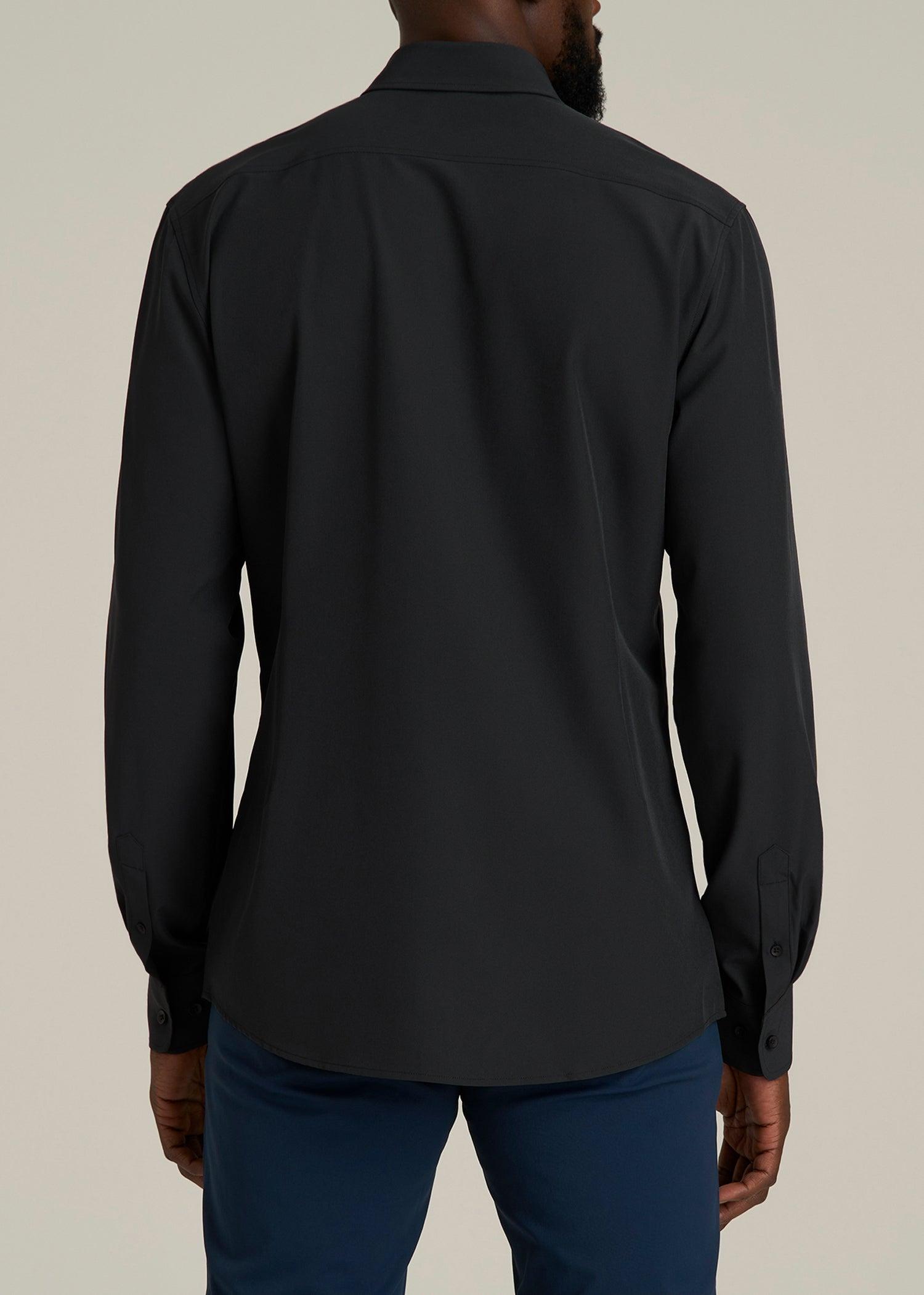 Traveler Stretch Dress Shirt for Tall Men in Black Male Product Image