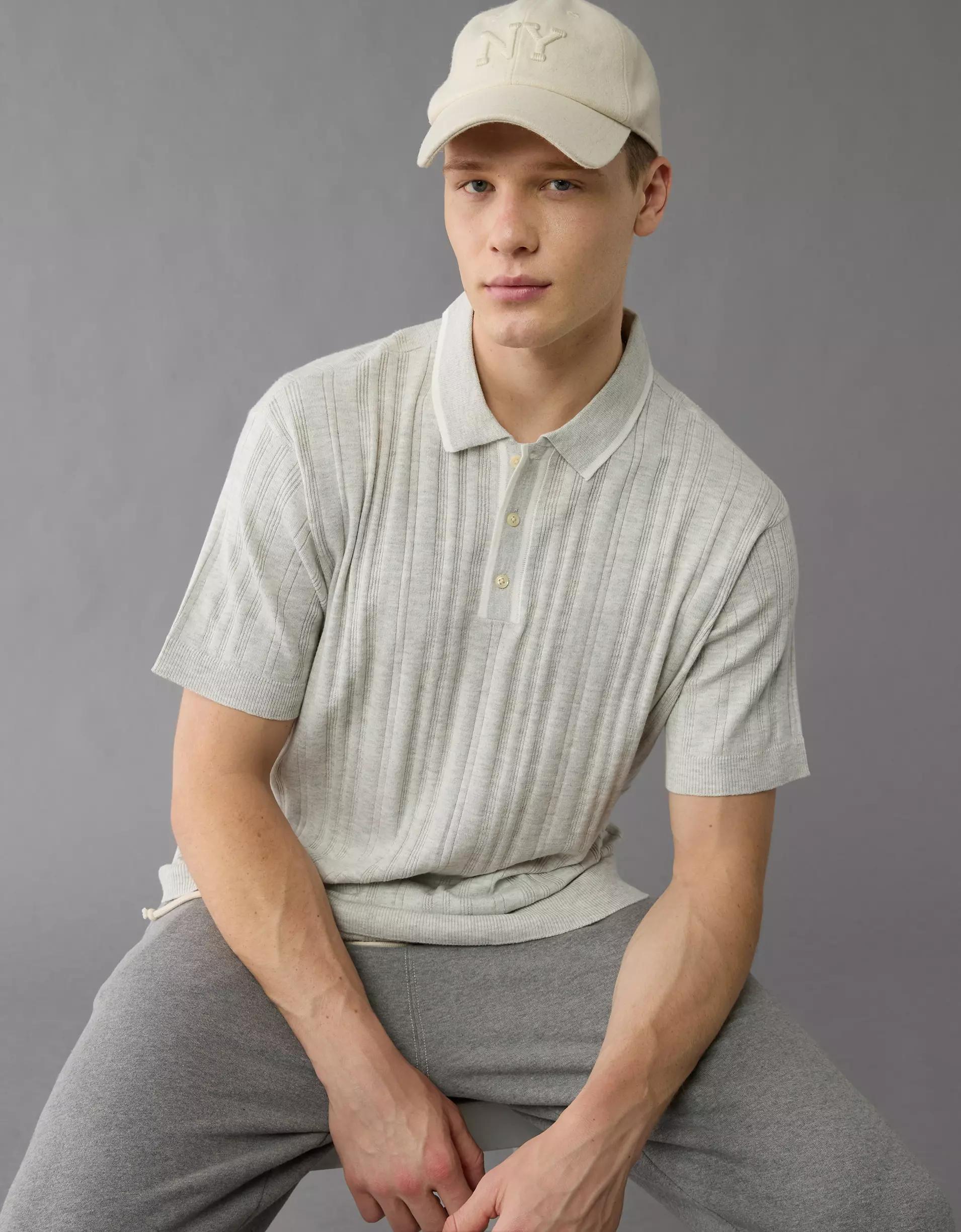 AE Weekend Tipped Sweater Polo Shirt Product Image