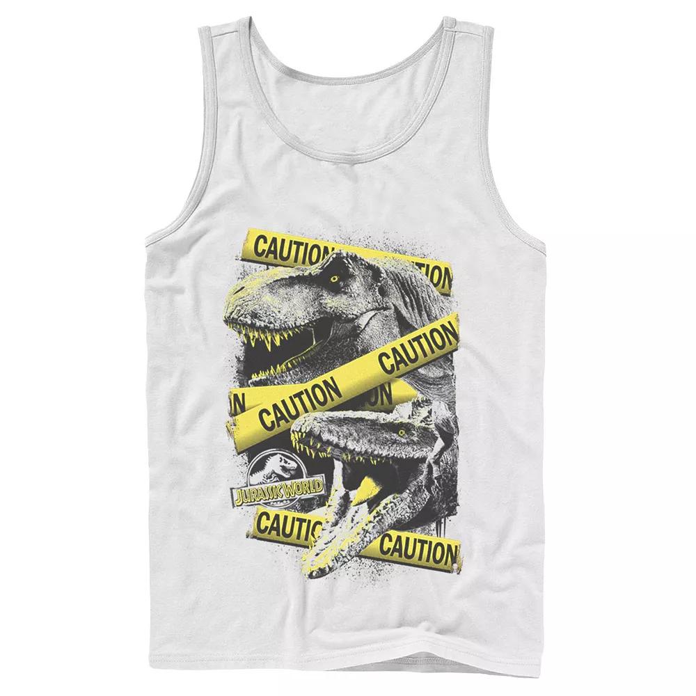 Men's Jurassic World Dinosaur Caution Splatter Tank Top,  Product Image