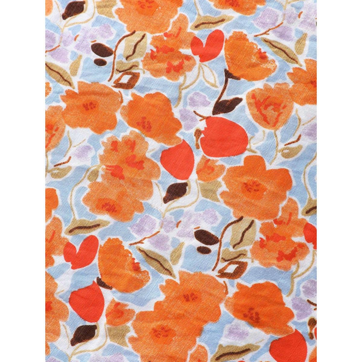 Plus Size LightBlue In Full Bloom Mock Neck Shirt Women Resort Cap Sleeve Stand-up collar Vacation Blouses BloomChic 22-24/3X Product Image