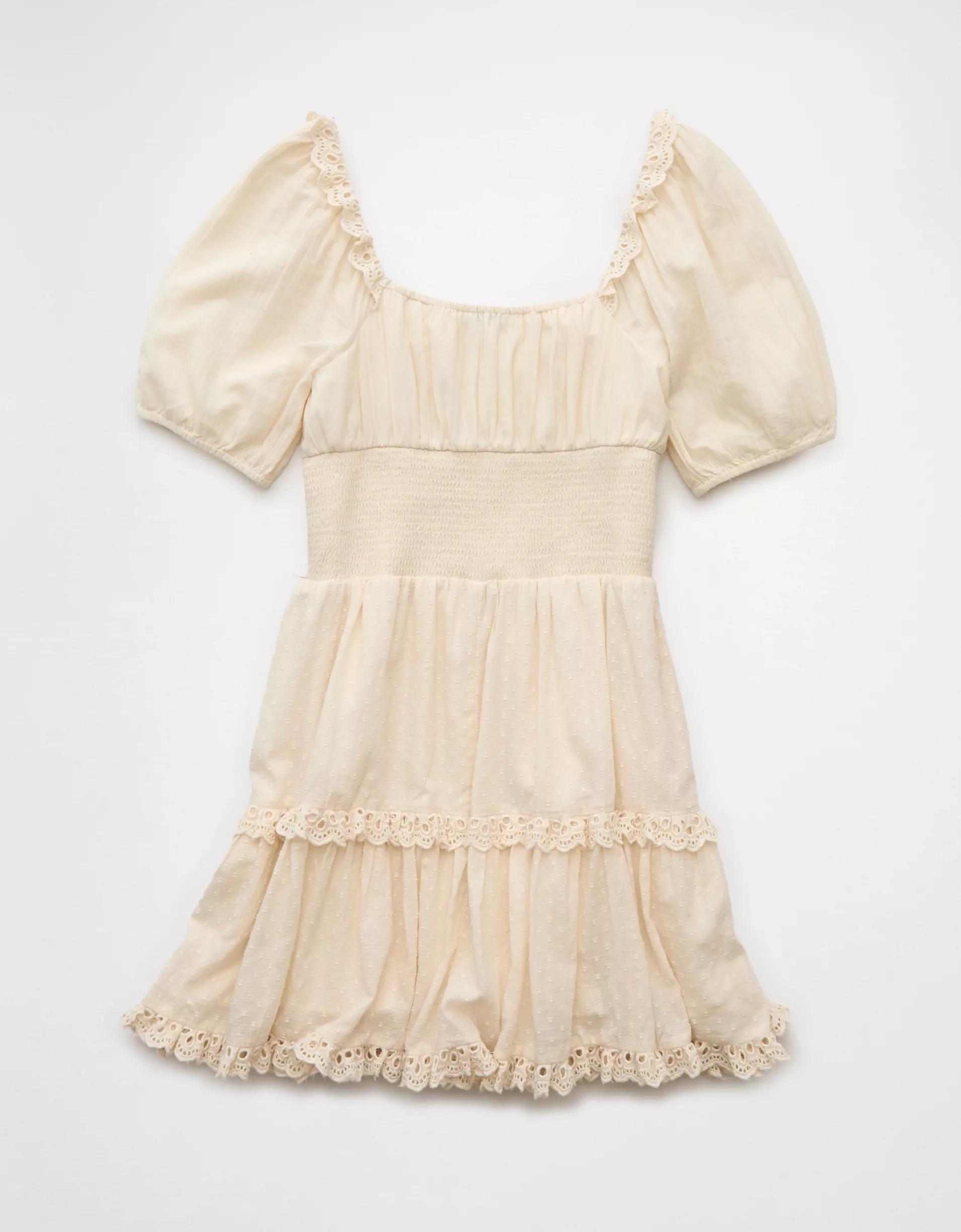 AE Puff Sleeve Smocked Tiered Mini Dress Product Image