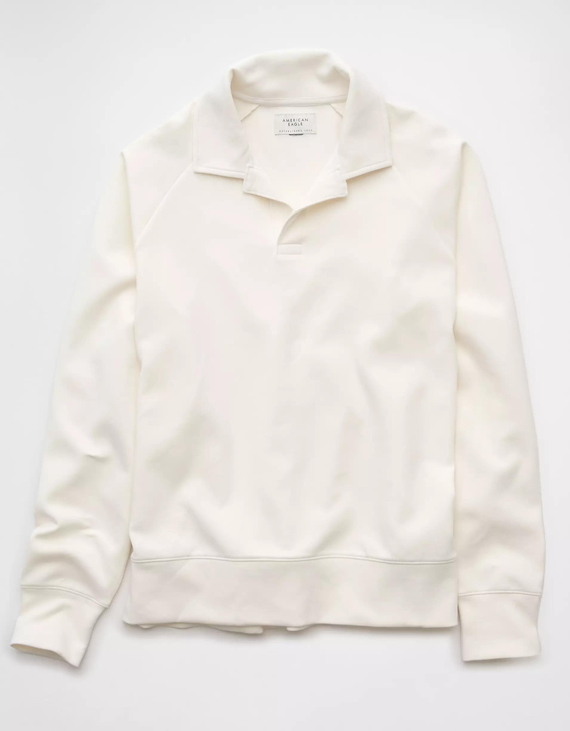 AE 24/7 Long-Sleeve Rugby Polo Sweatshirt Product Image