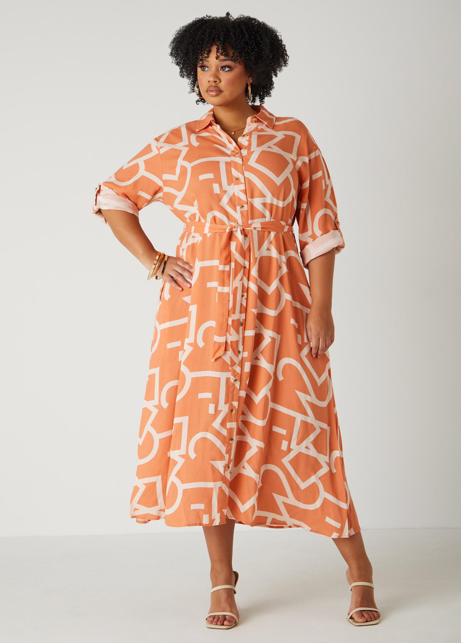 Belted Printed Shirtdress Product Image