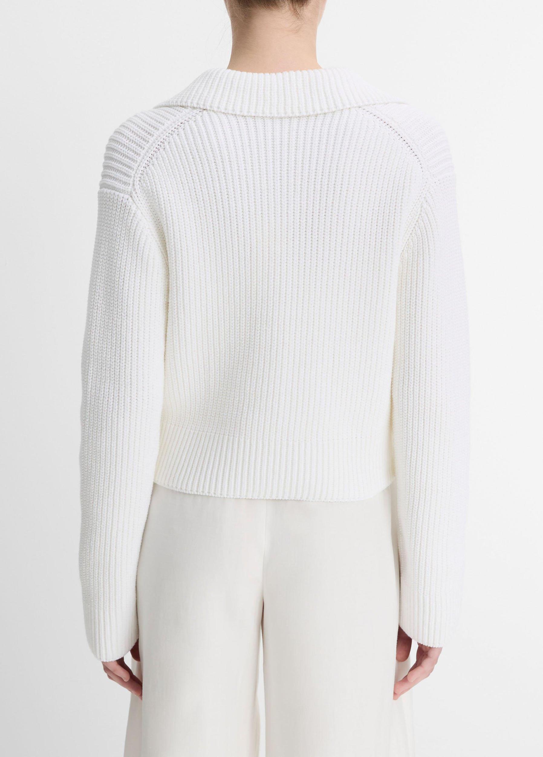 Cotton-Blend Double-Breasted Sweater Jacket Product Image