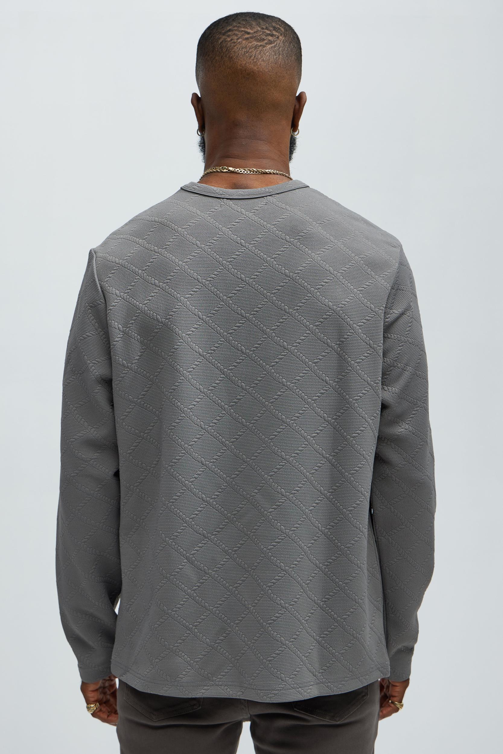 Lingo Textured Long Sleeve Tee - Grey Product Image