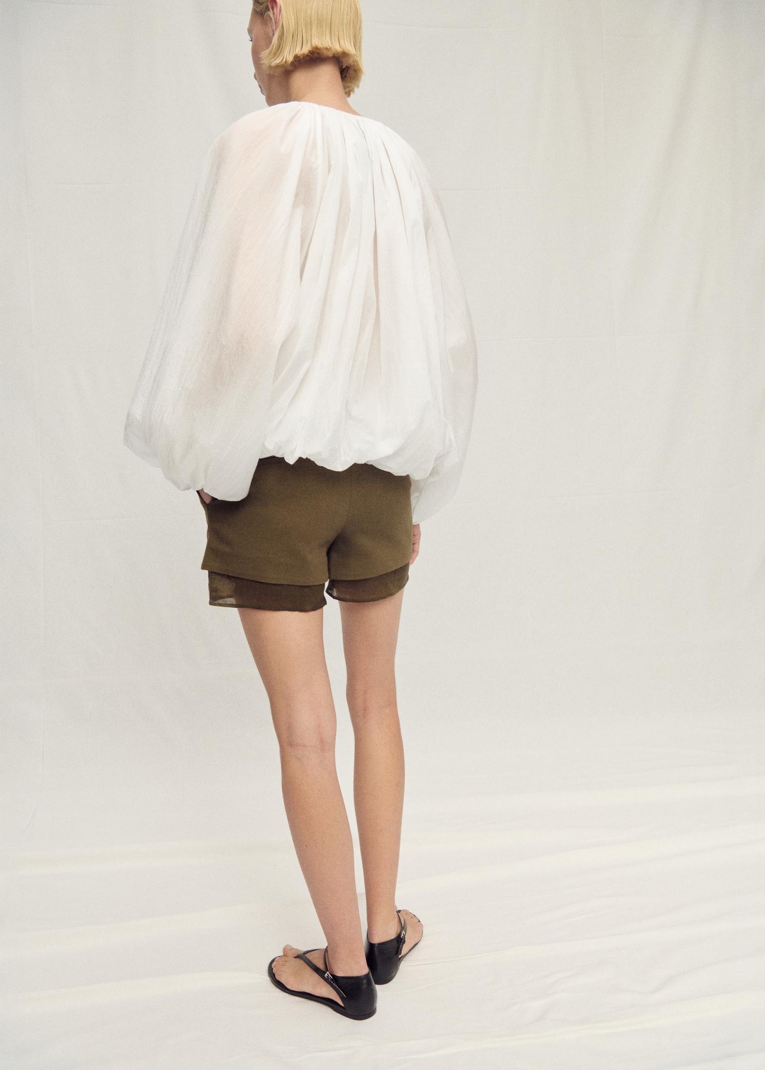 Gathered semi-transparent jacket - Women | MANGO USA Product Image