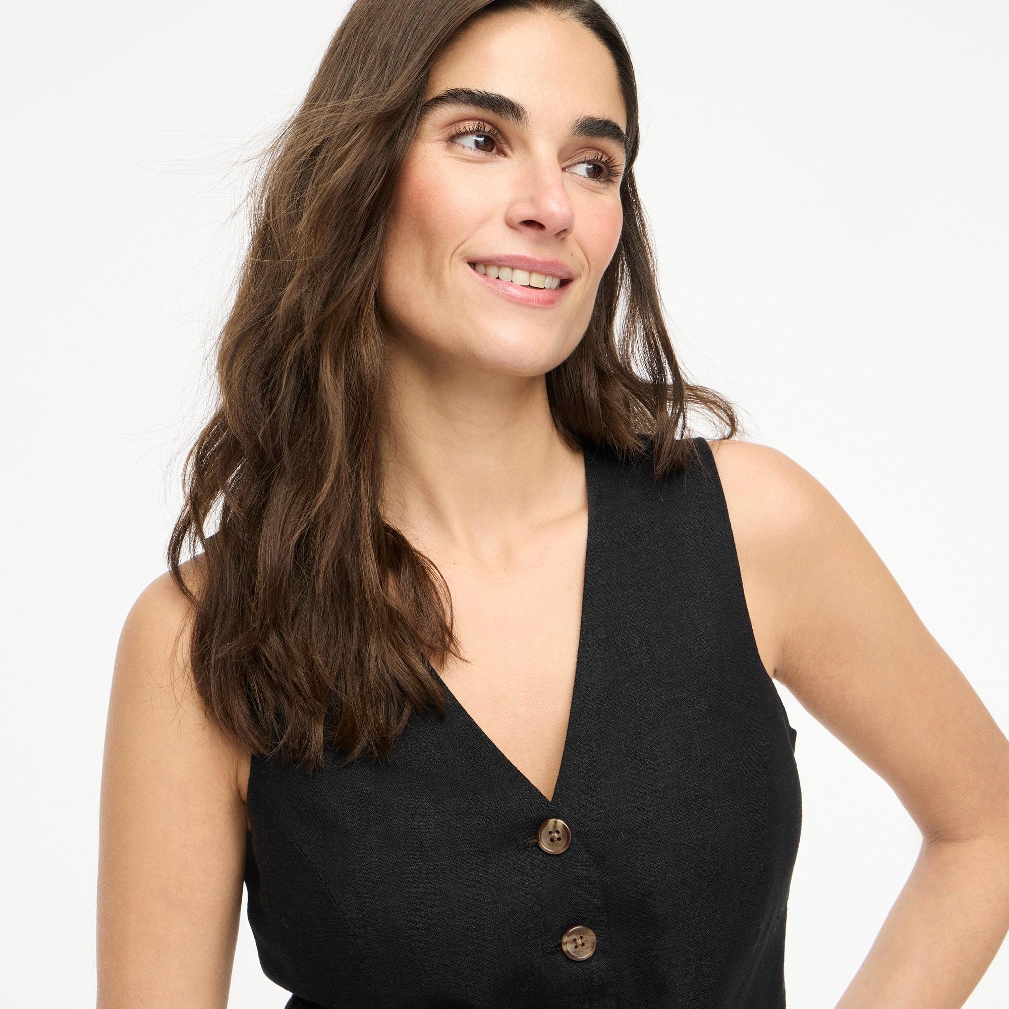 Button-front linen-blend vest Product Image
