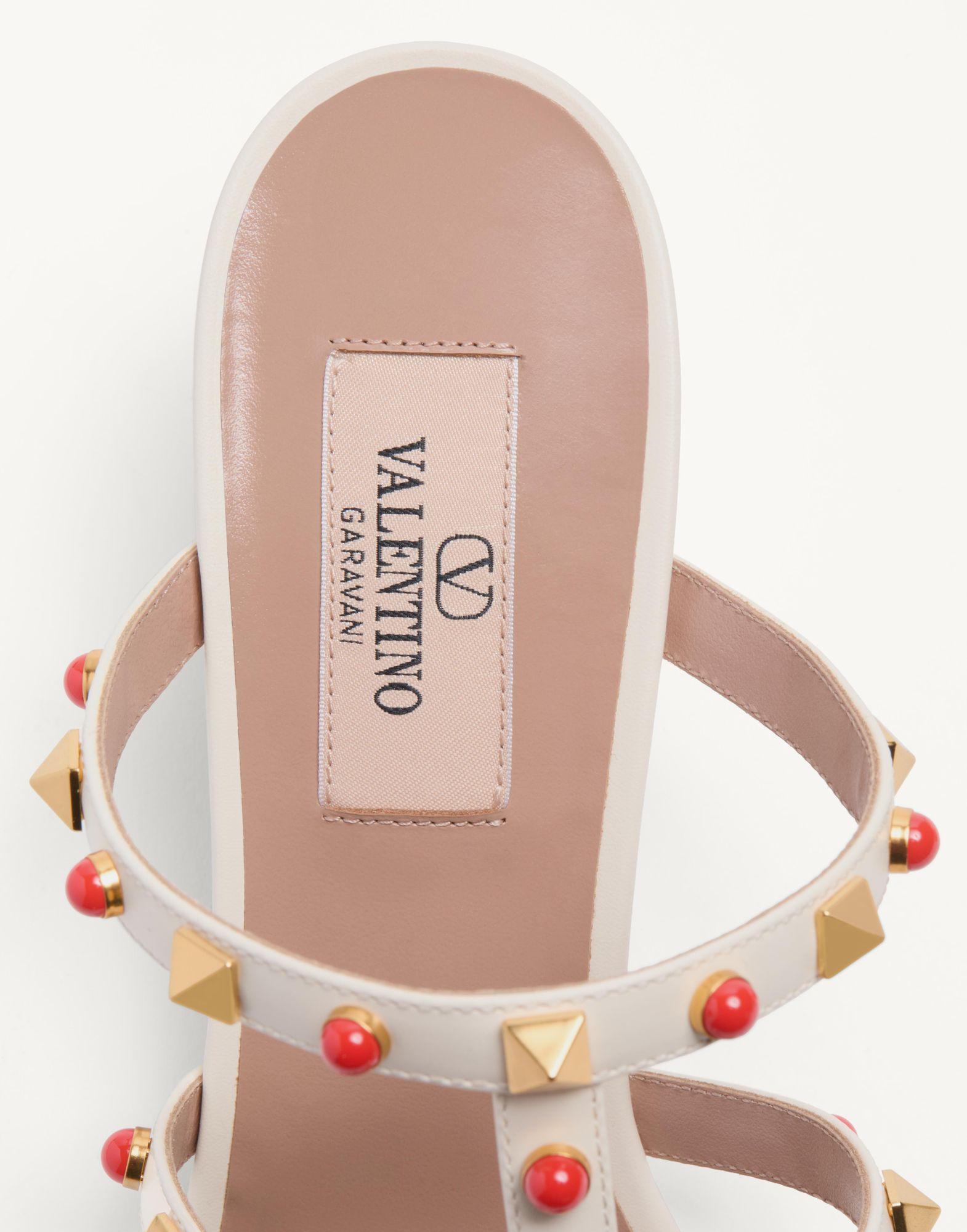 Rockstud Slide Sandal In Calfskin With Cabochon Stones 60Mm Product Image