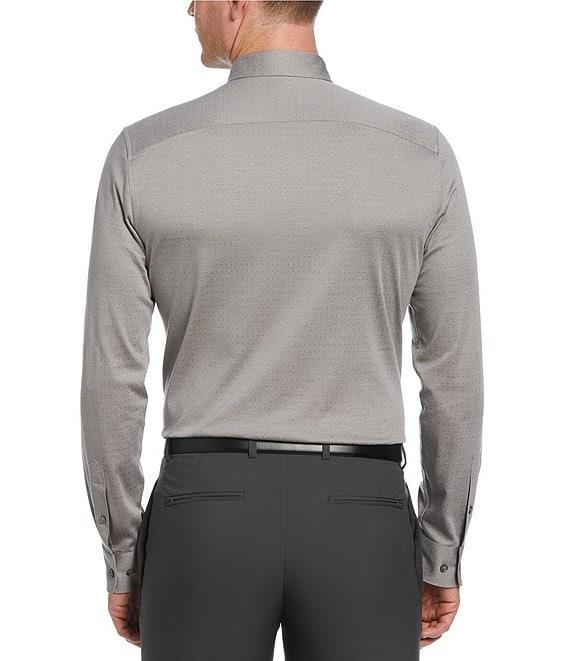Perry Ellis Slim Fit Stretch Dobby Long Sleeve Mini Tonal Dot Print Shirt Product Image
