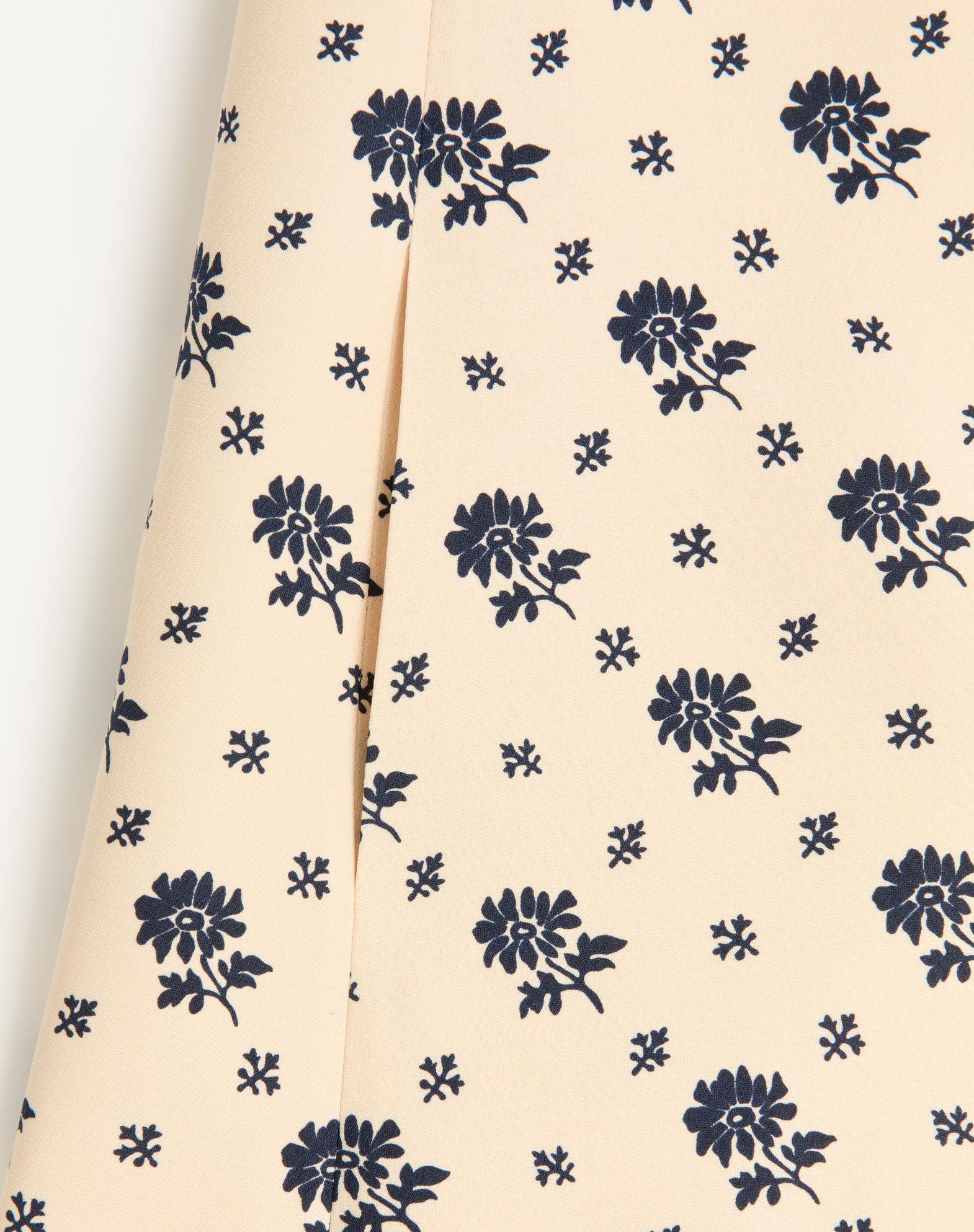 Short Dress In Crepe Couture Fiorellino Blu Papier Floral  Product Image