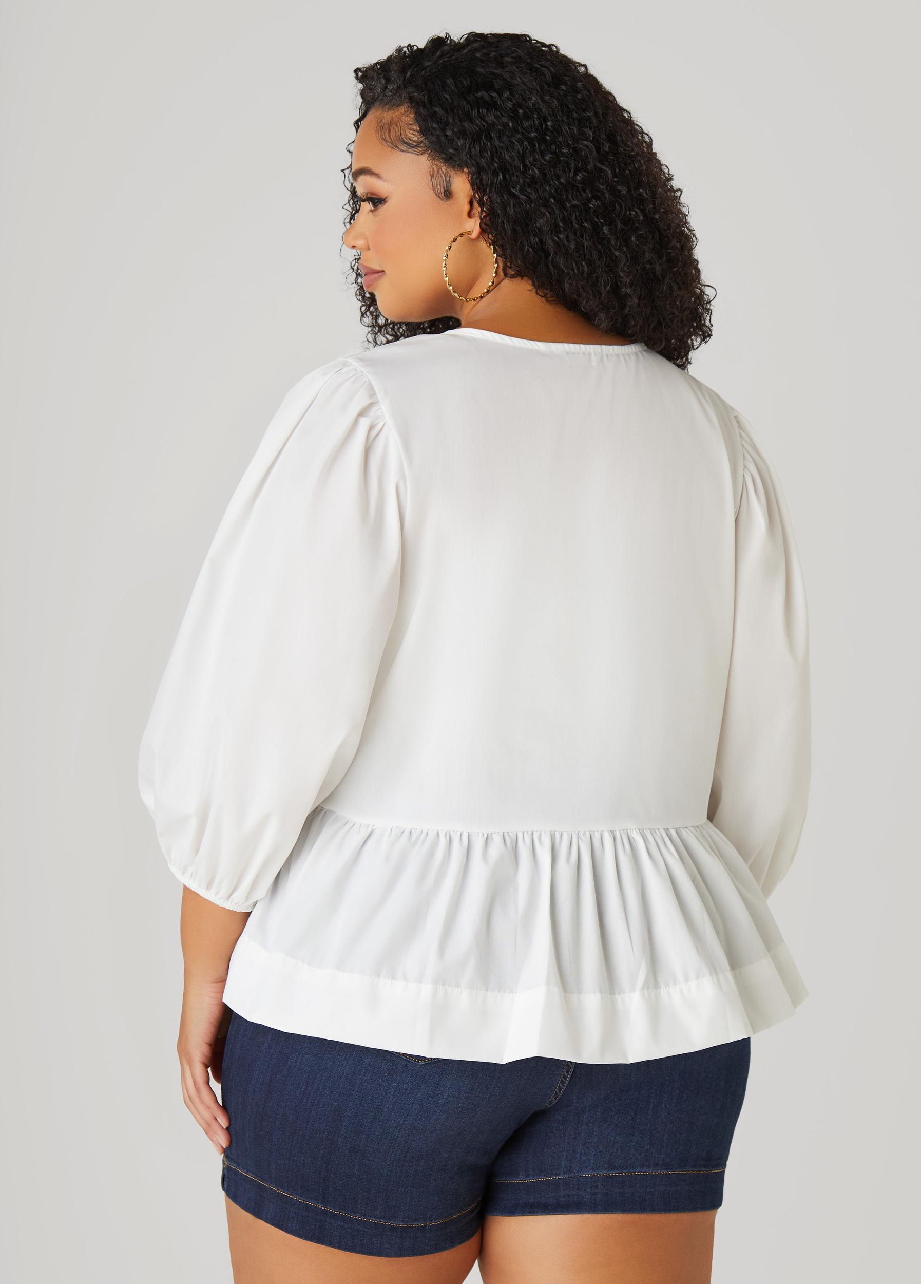 Tie Front Peplum Top Product Image