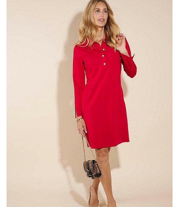 Jude Connally Midge Ponte Button Front Point Collar 3/4 Sleeve Dress Product Image