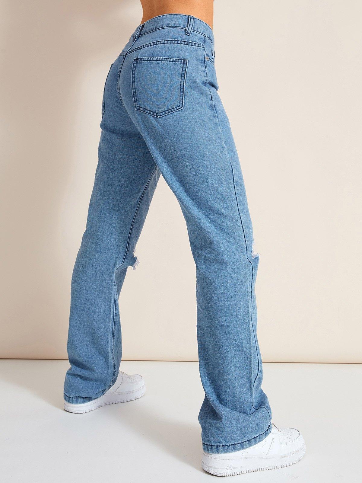 Washed High Rise Ripped Jeans Product Image