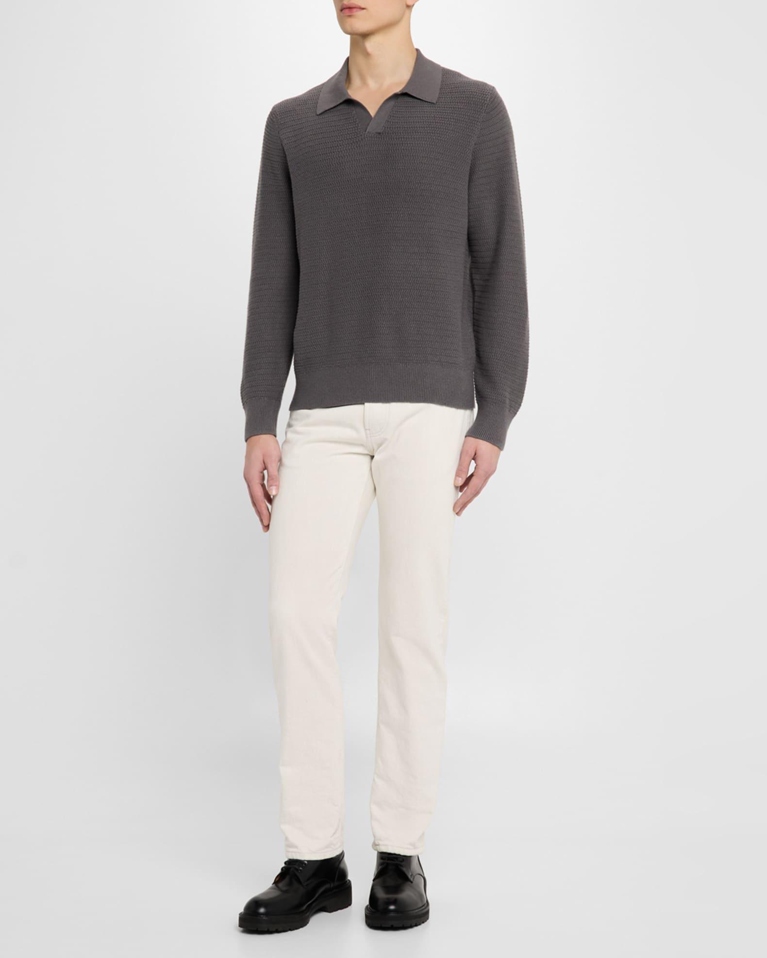 Craftsman-Rib Cotton-Cashmere Johnny-Collar Sweater Product Image