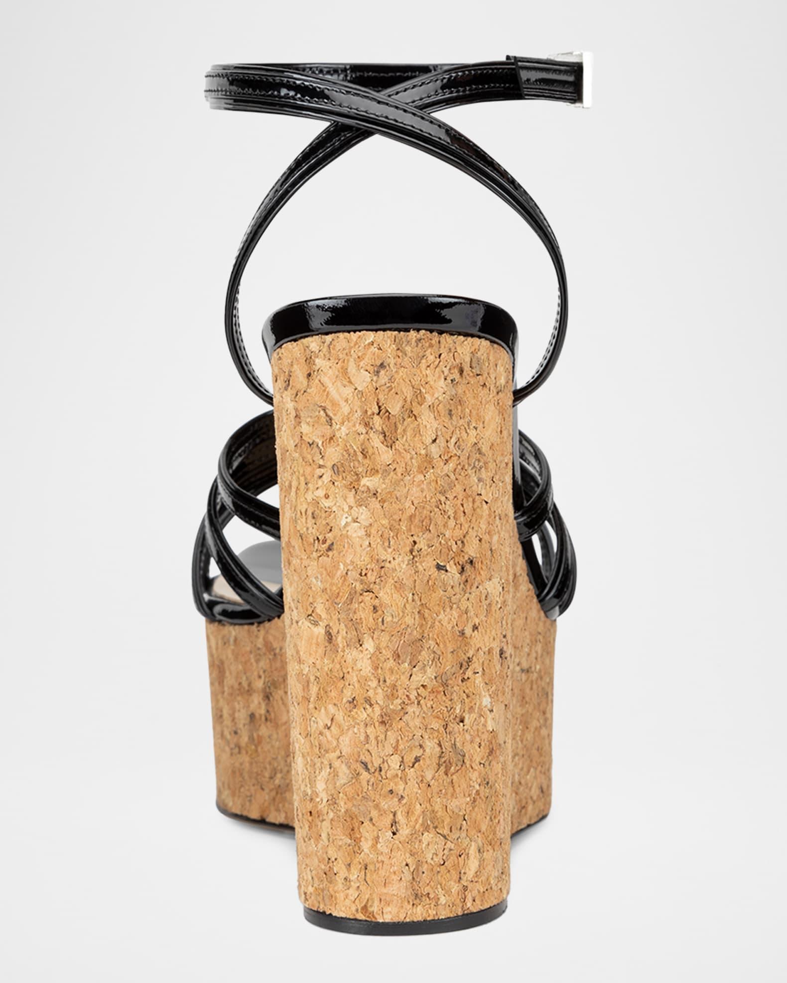 Double Heart Patent Wedge Sandals Product Image