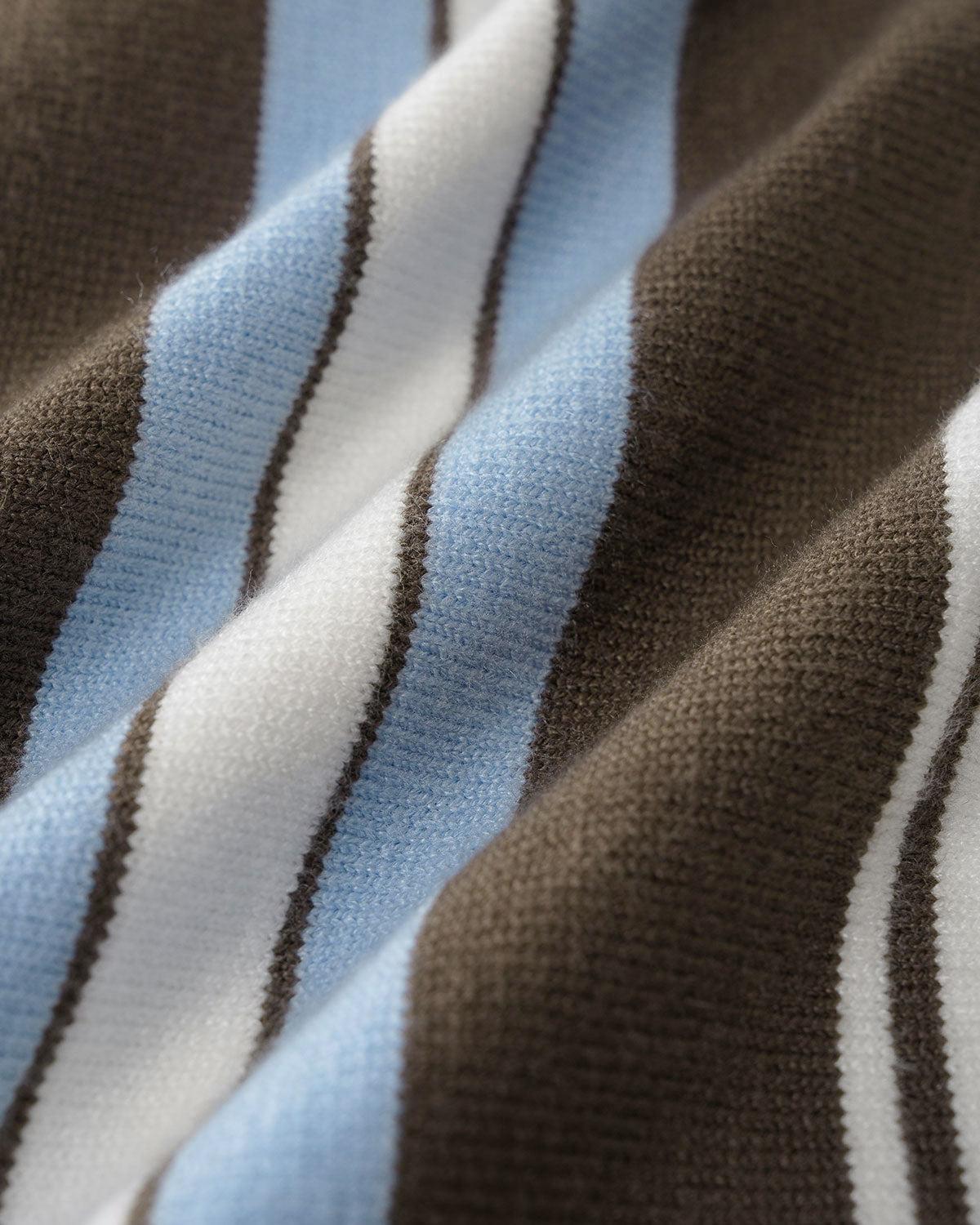 Brown Striped V Neck Knit Cardigan Product Image