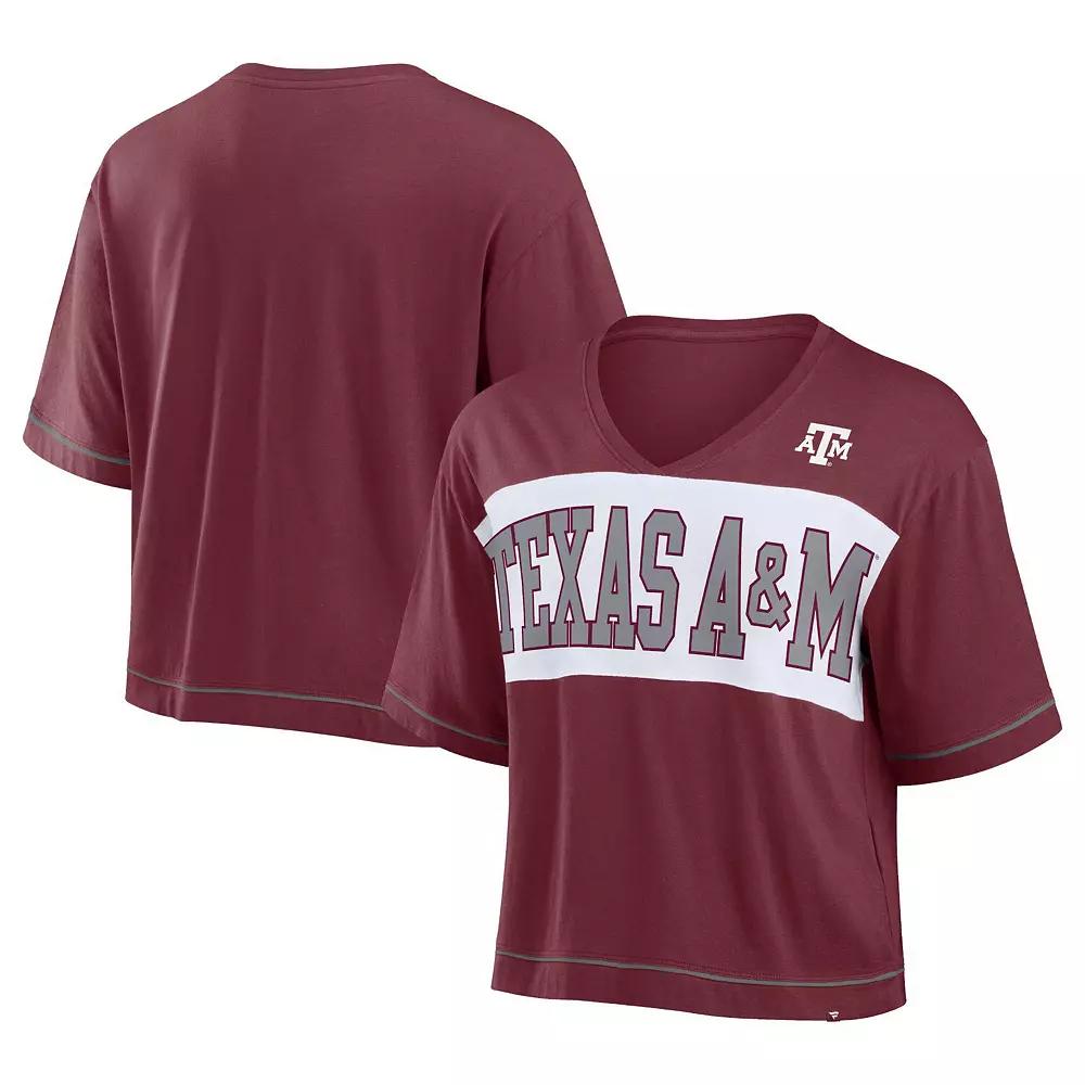 Women's Fanatics Maroon Texas A&M Aggies Home Team Bold Fashion Modest V-Neck Cropped T-Shirt, Size: 2XL, Red Product Image