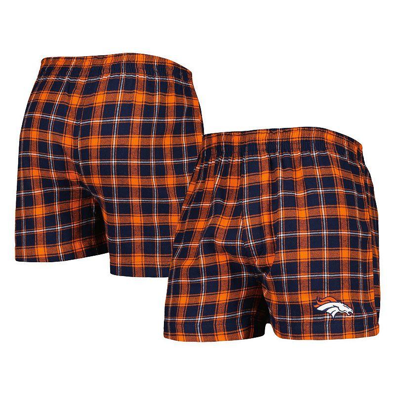 Men's Concepts Sport Navy/Orange Denver Broncos Ledger Flannel Boxers, Size: 2XL, Blue Product Image
