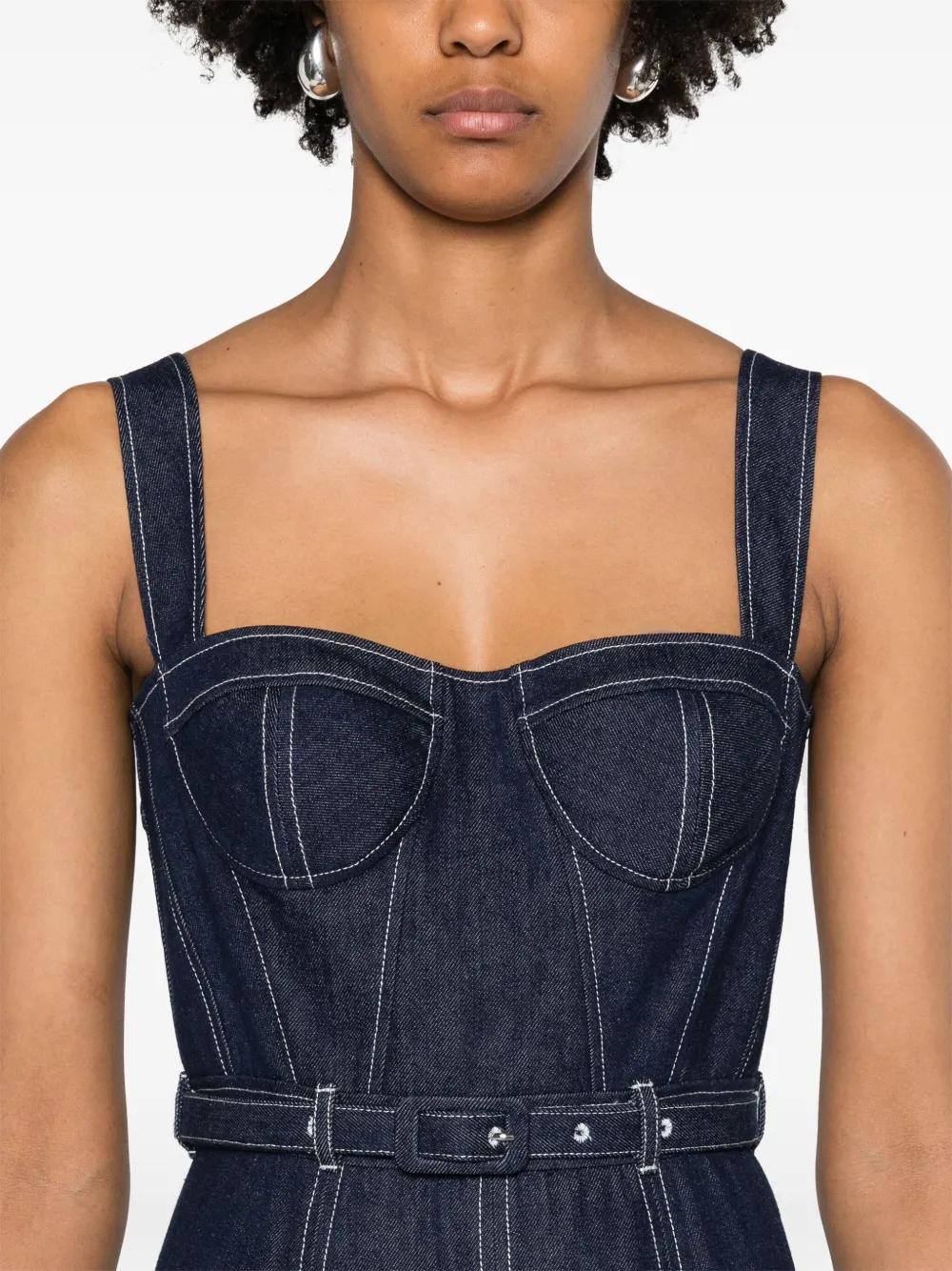 belted denim midi dress Product Image
