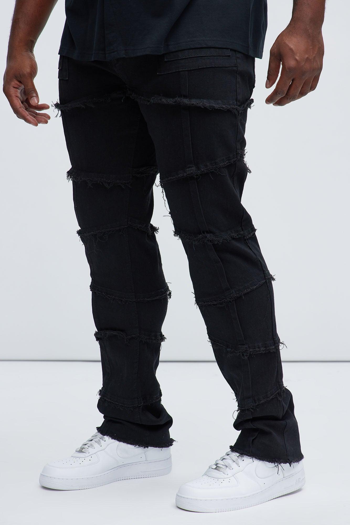 Get Me More Fray Panel Straight Jeans - Black Product Image