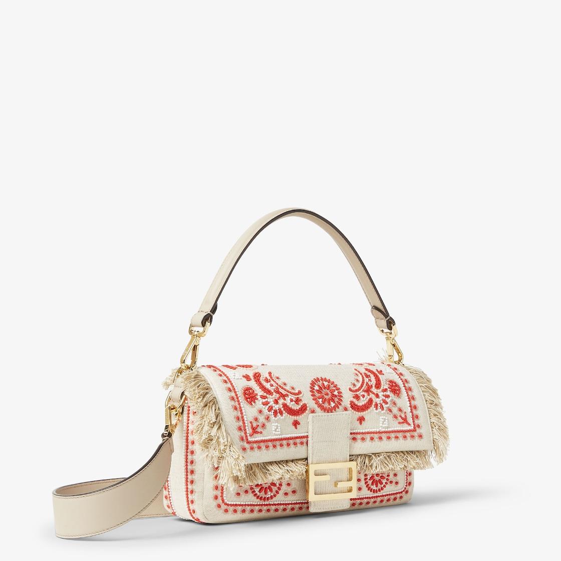 BaguetteCanvas bag with Coral Bandana embroidery Product Image