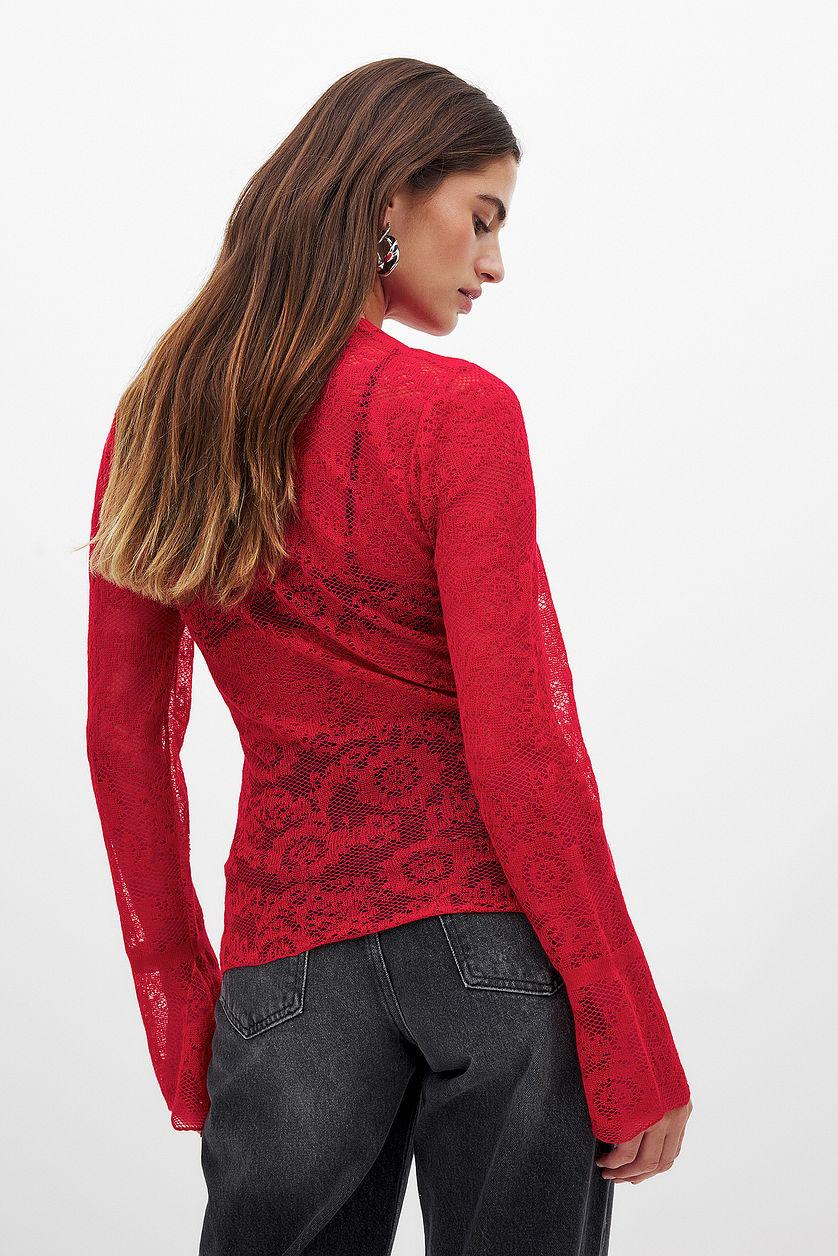 Lace Knitted Round Neck Top Product Image