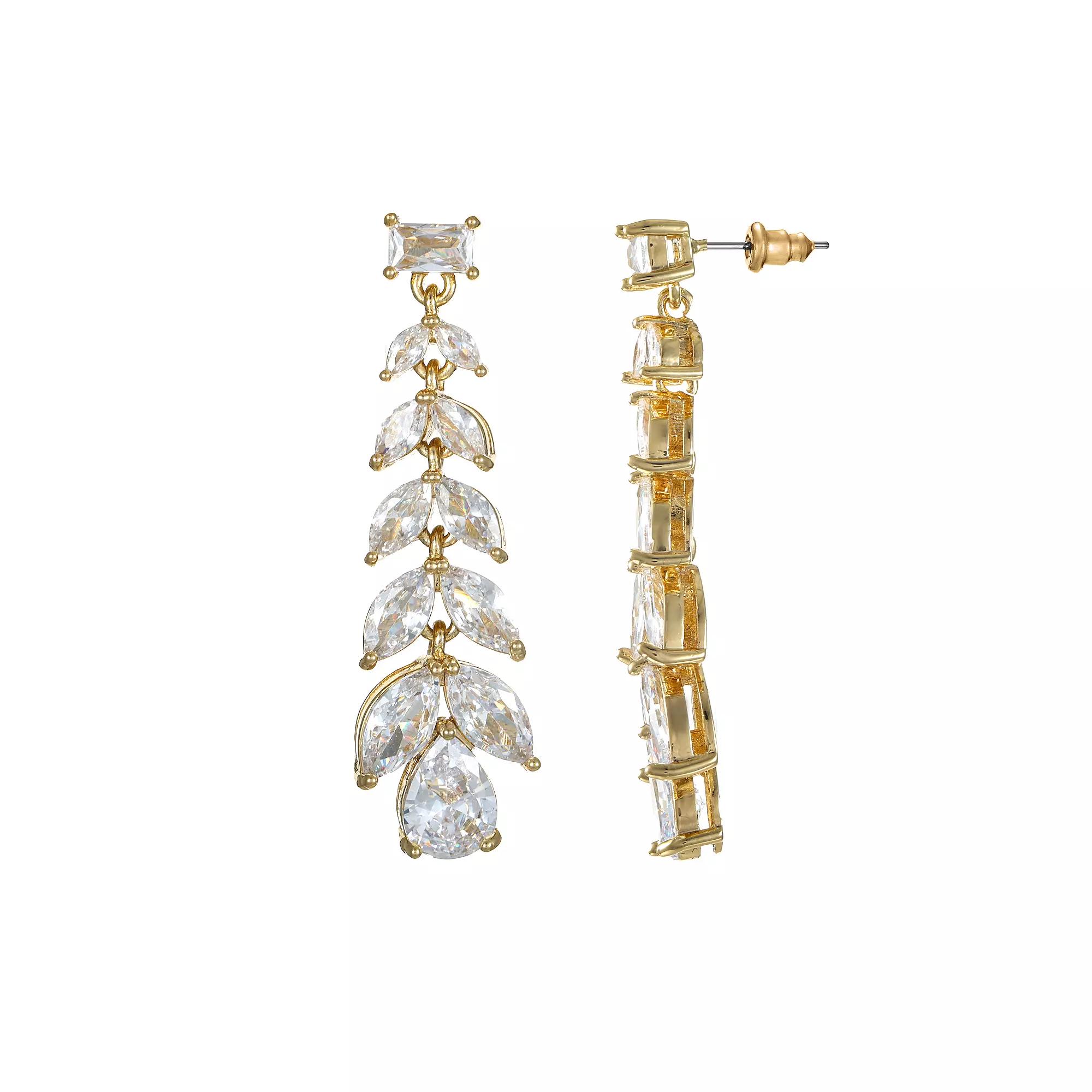 Gold Tone Cubic Zirconia Drop Earrings, Women's Product Image