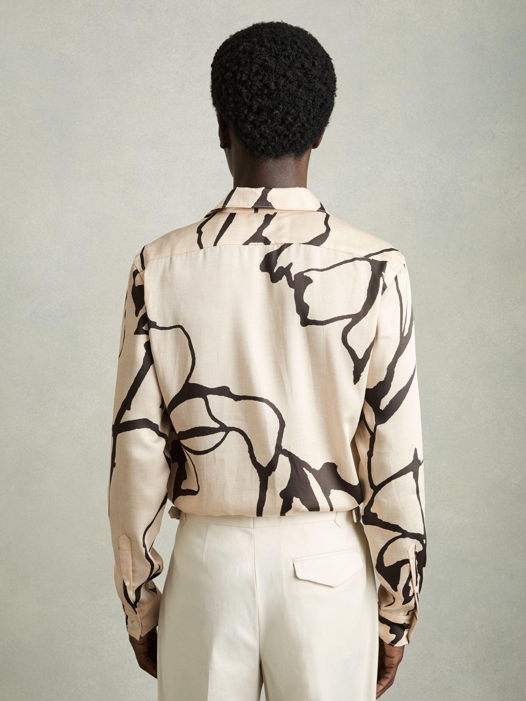 Abstract Painted Print Shirt in Stone Product Image