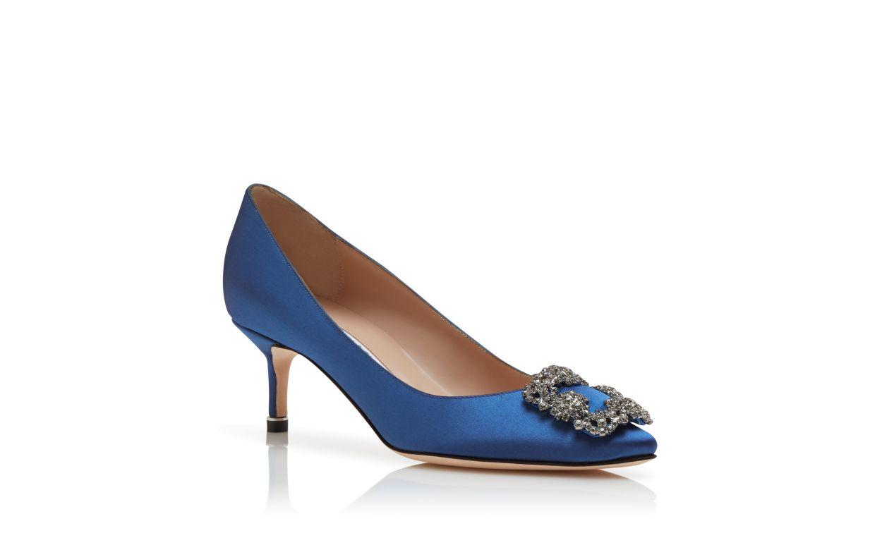 HANGISI 50 Blue Satin Jewel Buckle Pumps Product Image