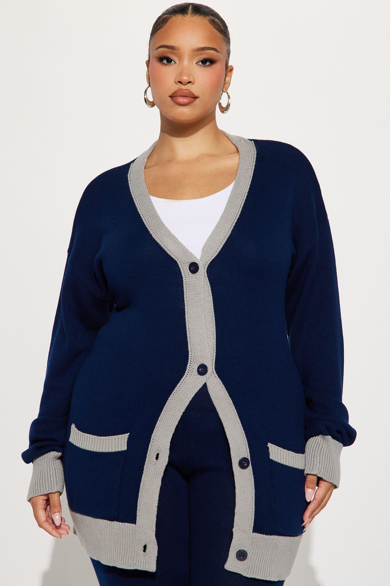 Emery Sweater Cardigan Pant Set - Navy Female Product Image
