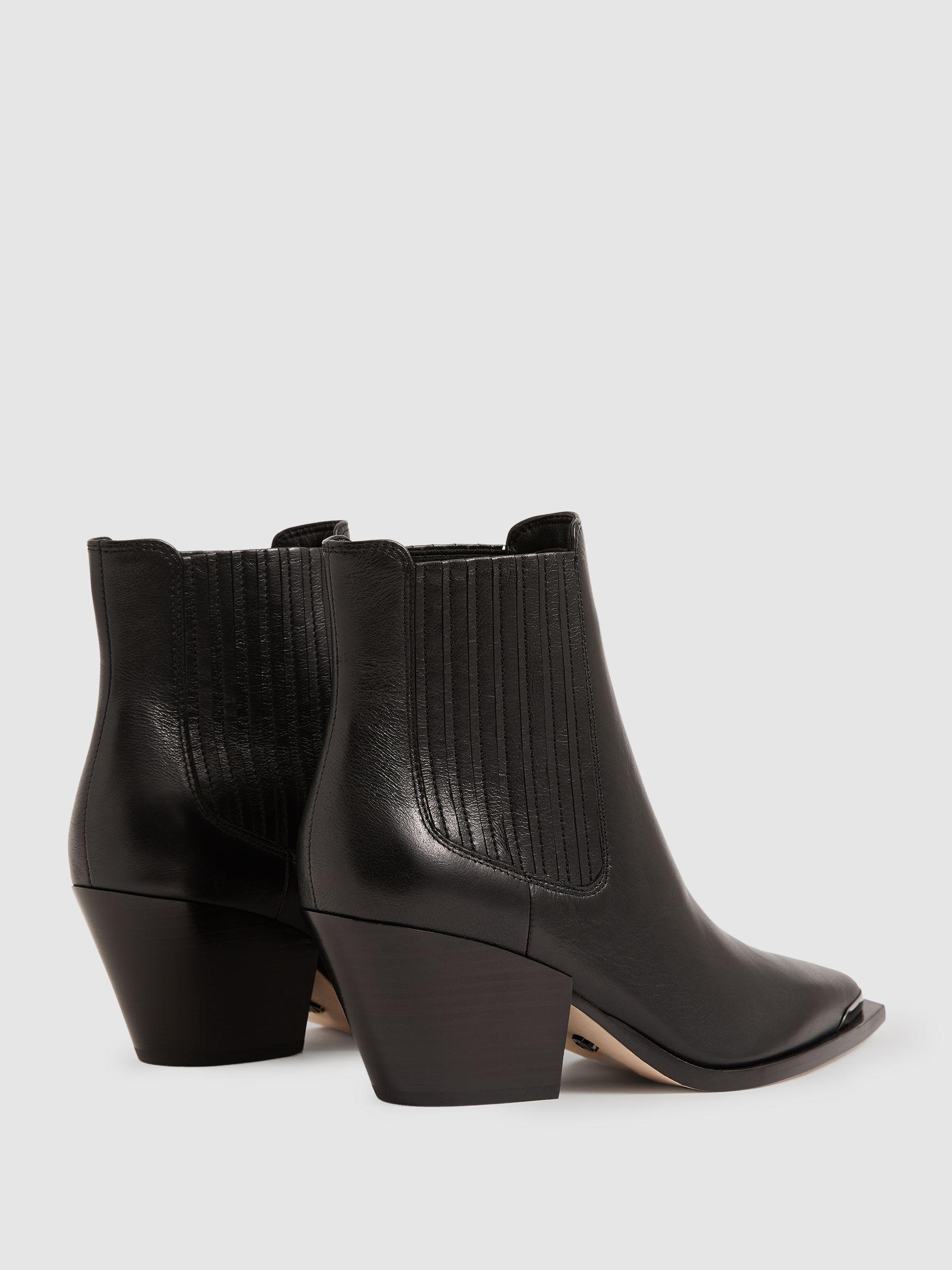 Paige Leather Block-Heel Ankle Boots in Black Product Image