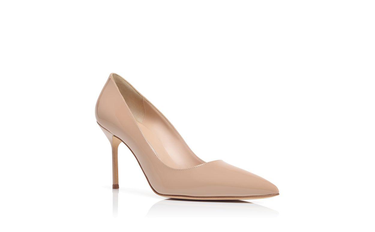 BB 90 Beige Patent Leather Pointed Toe Pumps Product Image