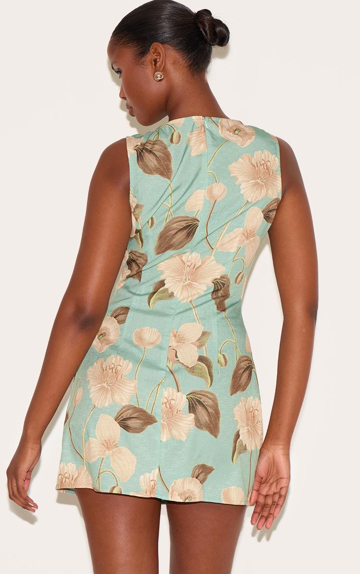 Green Boat Neck Linen Shift Dress Product Image