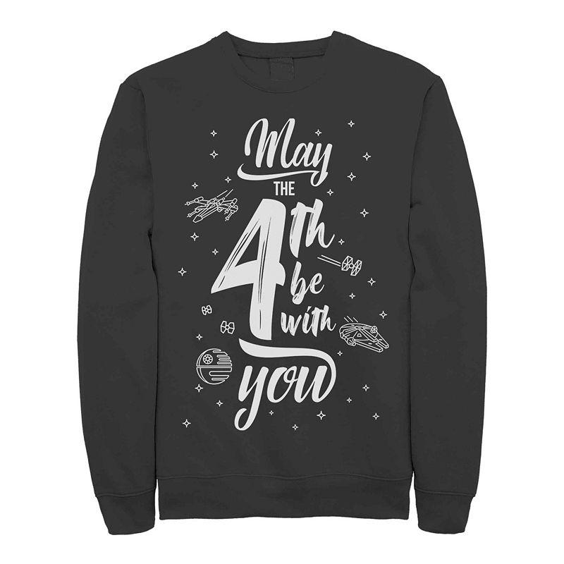 Men's Star Wars May The Fourth Be With Space Doodles Fleece Sweater, Size: XL, Black Product Image