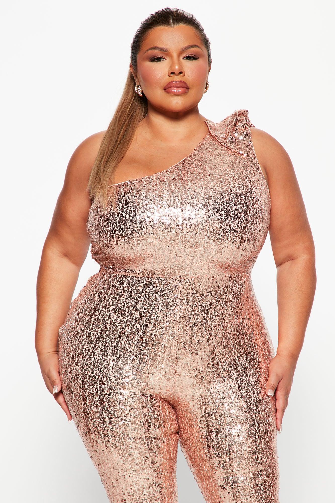 Born To Shine Sequin Jumpsuit - Rose Gold Product Image