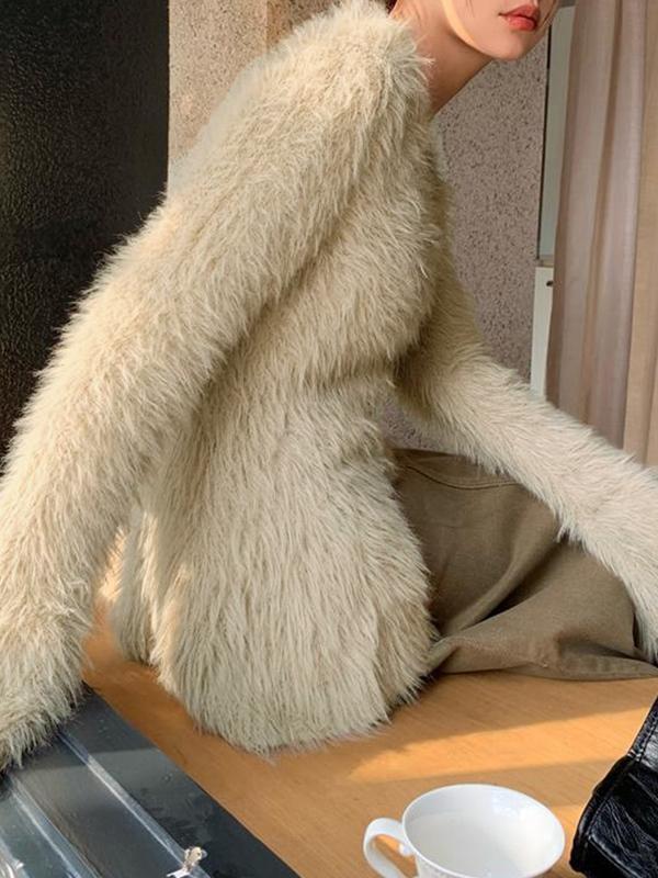 Solid Color V Neck Button Up Cardigan Product Image