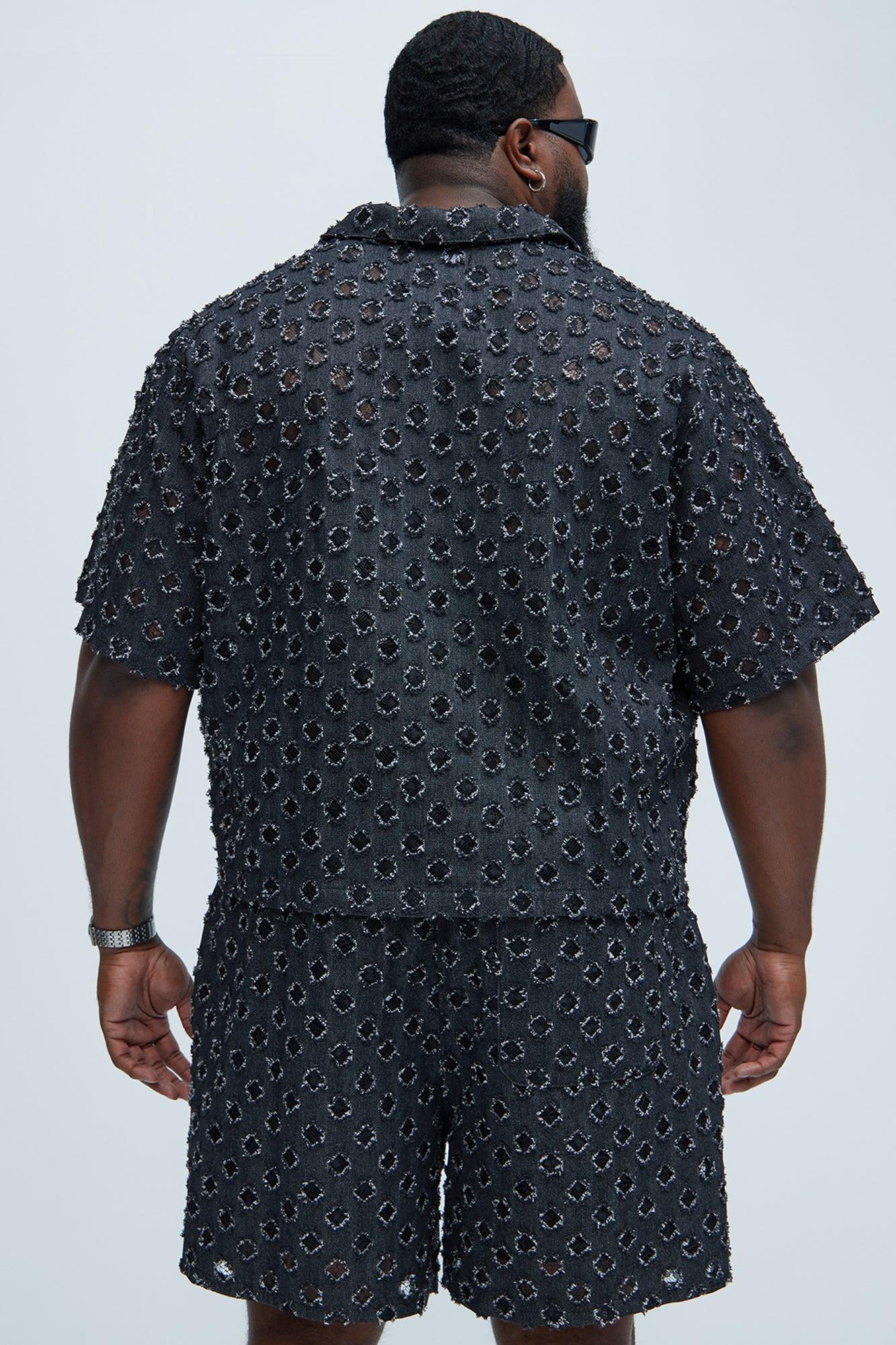 Bravo Cropped Button Up Shirt - Black Product Image