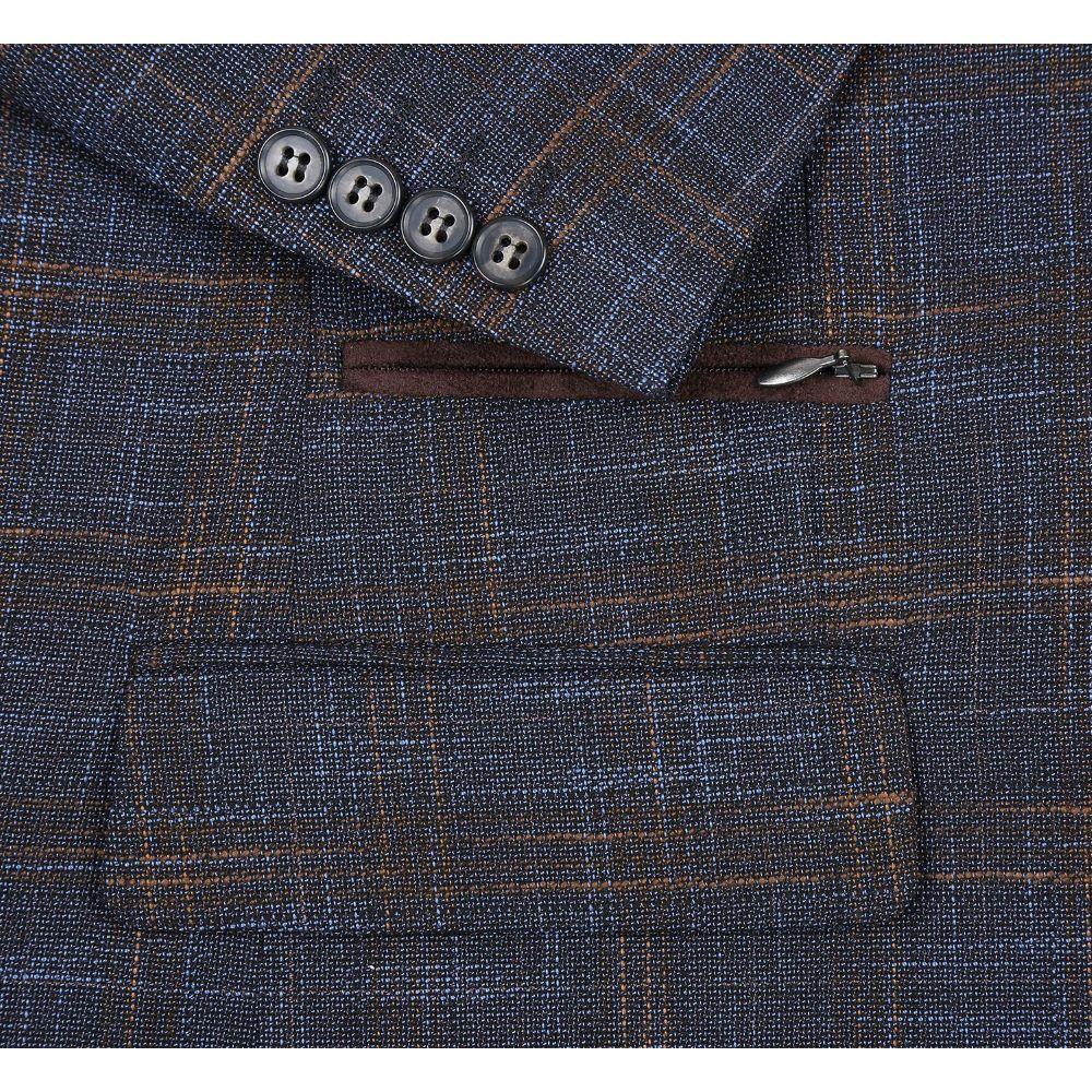 Gray Regular Fit 2 Button Plaid Blazer with Bib Product Image