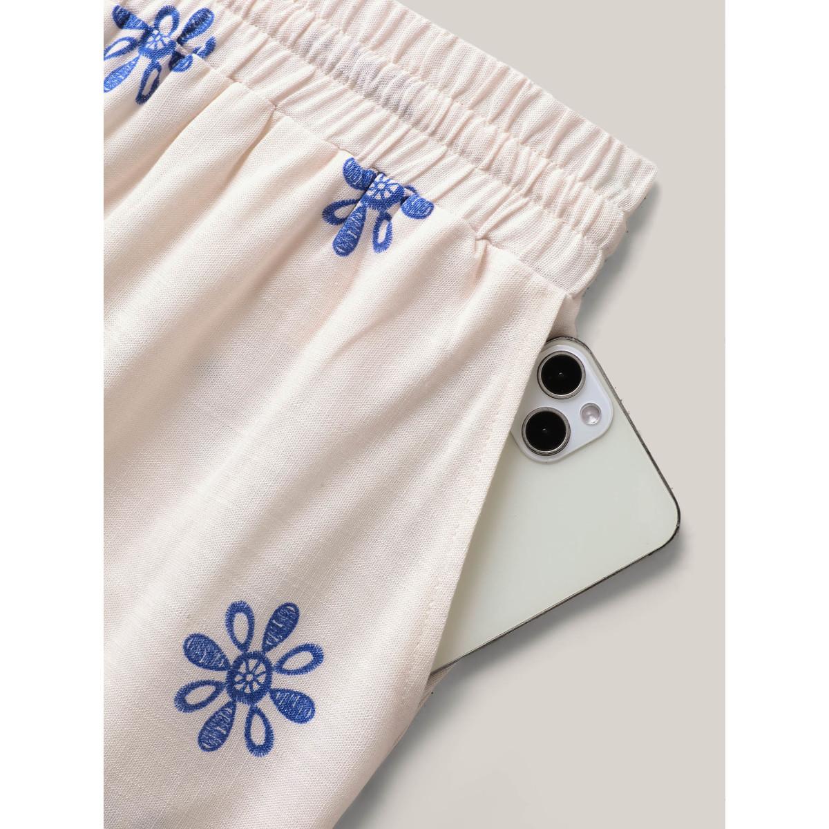 Plus Size Floral Print Wide-Leg Pants Women WhiteSmoke Resort Wide Leg Mid Rise Vacation Pants BloomChic 18-20/2X Product Image