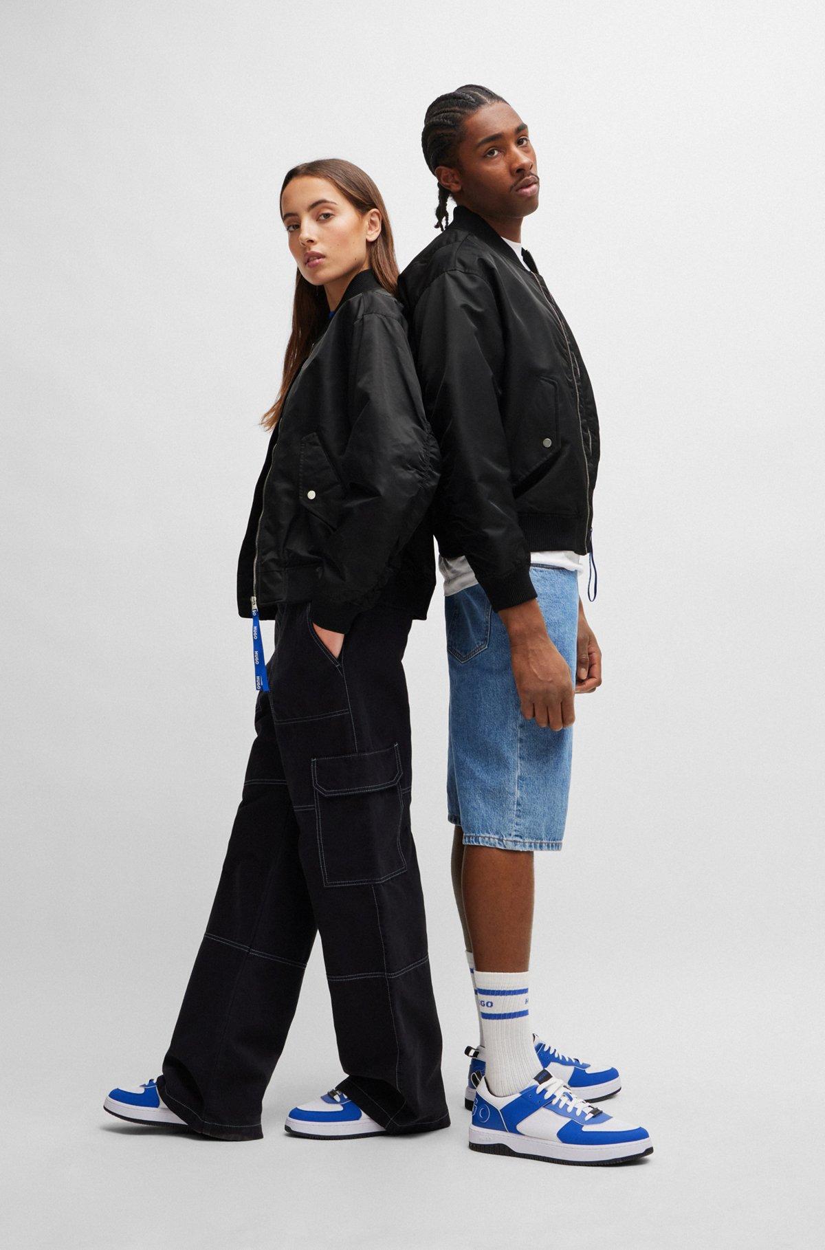 HUGO - Water-repellent bomber jacket with branded zip puller - Black Product Image