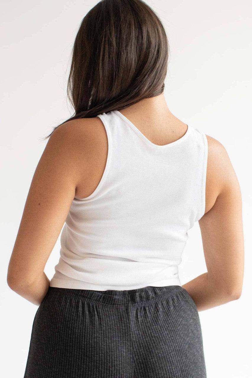 White Ribbed Seamless Tank (Extended Sizes) Product Image