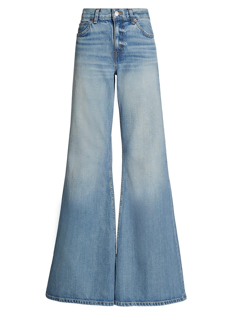 Womens Baggy Flare Mid-Rise Wide-Leg Jeans Product Image