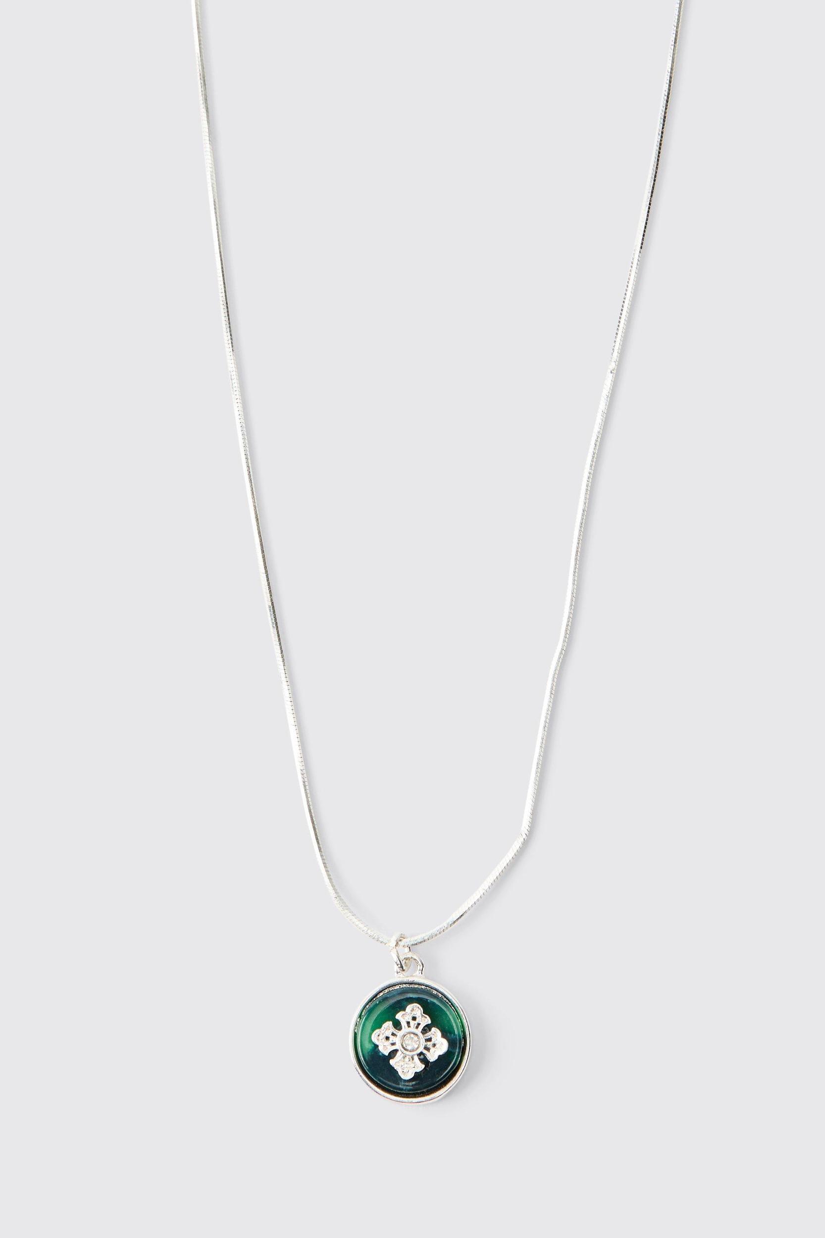 Silver Cross Pendant Necklace | boohooMAN USA Product Image