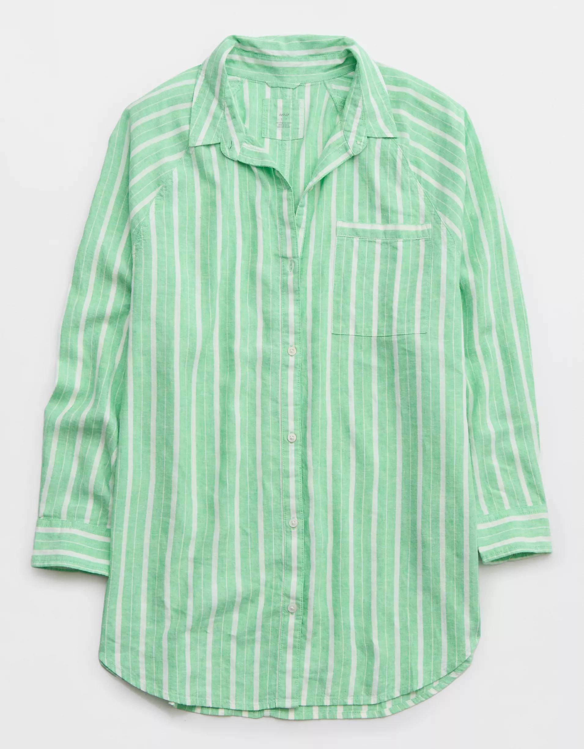 Aerie Linen Blend Cover Up Shirt Product Image