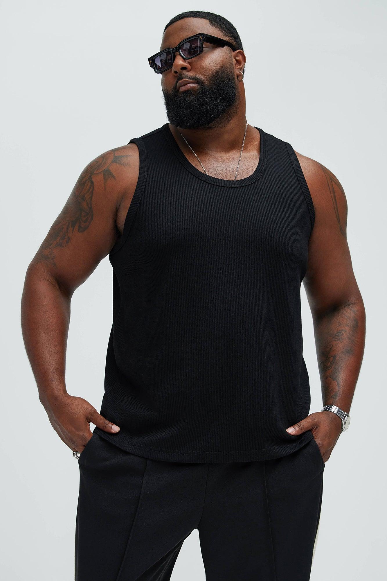 Kalel Textured Tank Top - Black Product Image